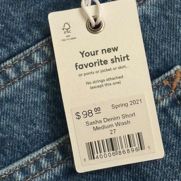 Marine Layer Sasha Denim Shorts High-Waisted Washed Size 27 raw cut hem cotton - Picture 6 of 14